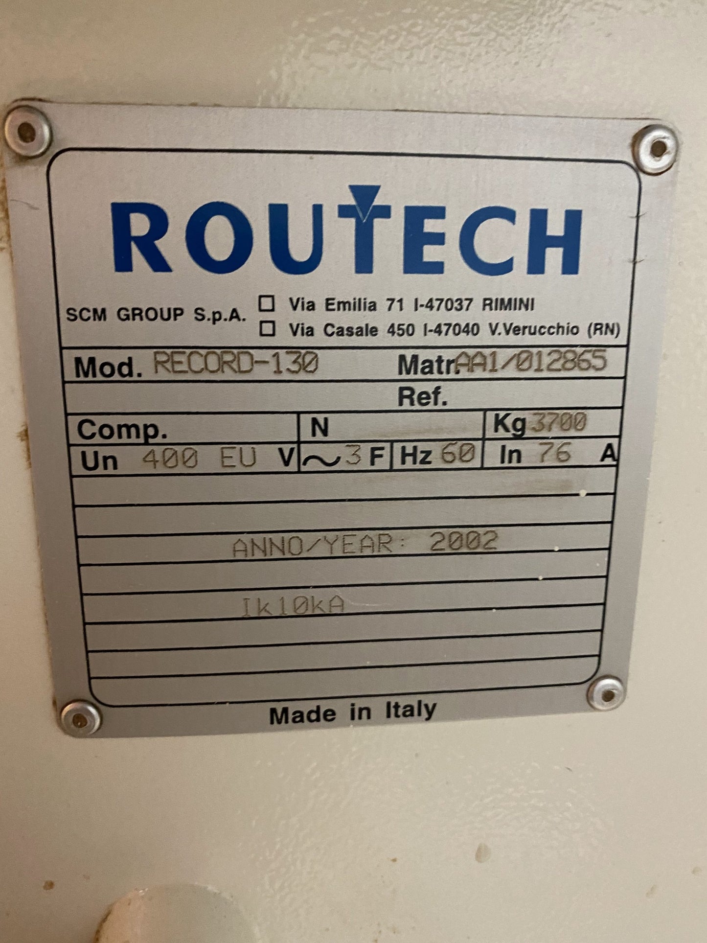2002 Routech Record 130 Model CNC Router