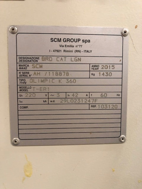 2015 SCM Olimpic K360 T-ER1 Edgebander with Pre-Mill - California