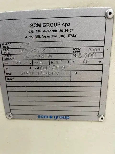 SCM Sigma Impact 105 C Panel Saw 3200 mm