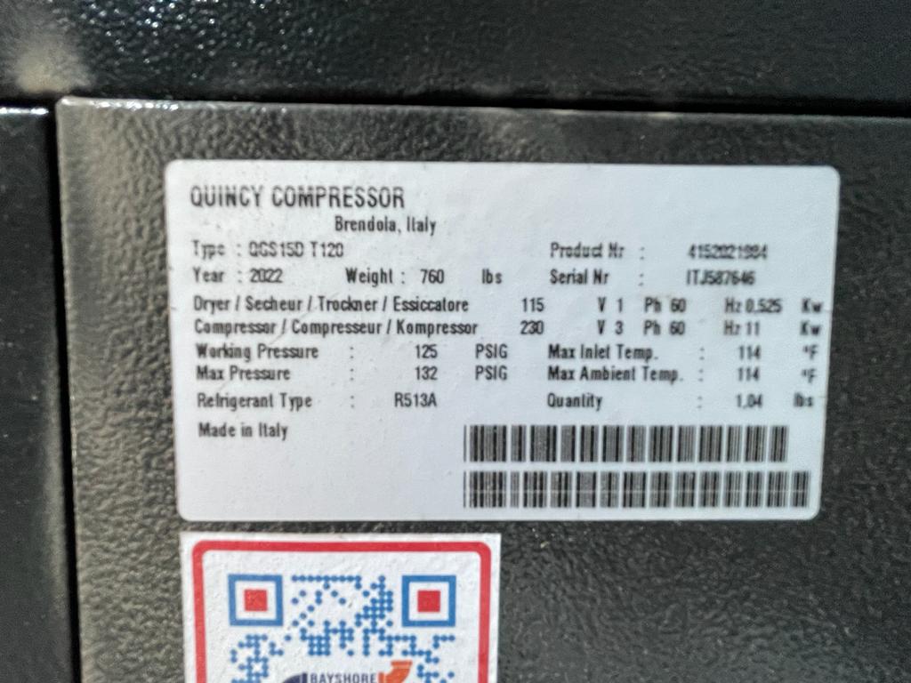 2022 Quincy OGS-15 Compressor - Florida