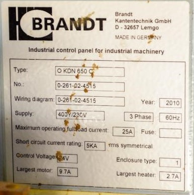 2010 Brandt O KDN 650 C Edgebander - Nebraska